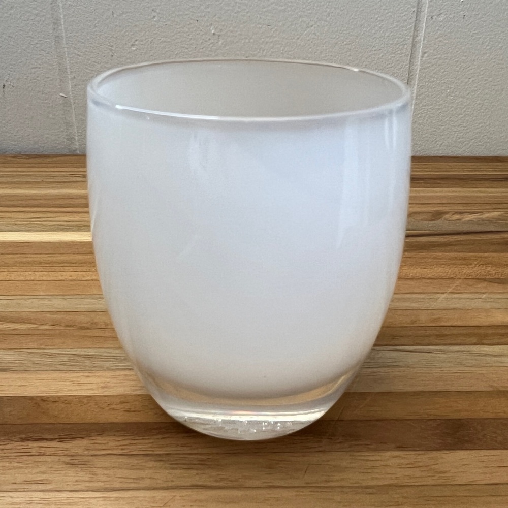 GLASSYBABY white (kindness?) Color Pre Triskelion Art Glass Votive Candle Holder